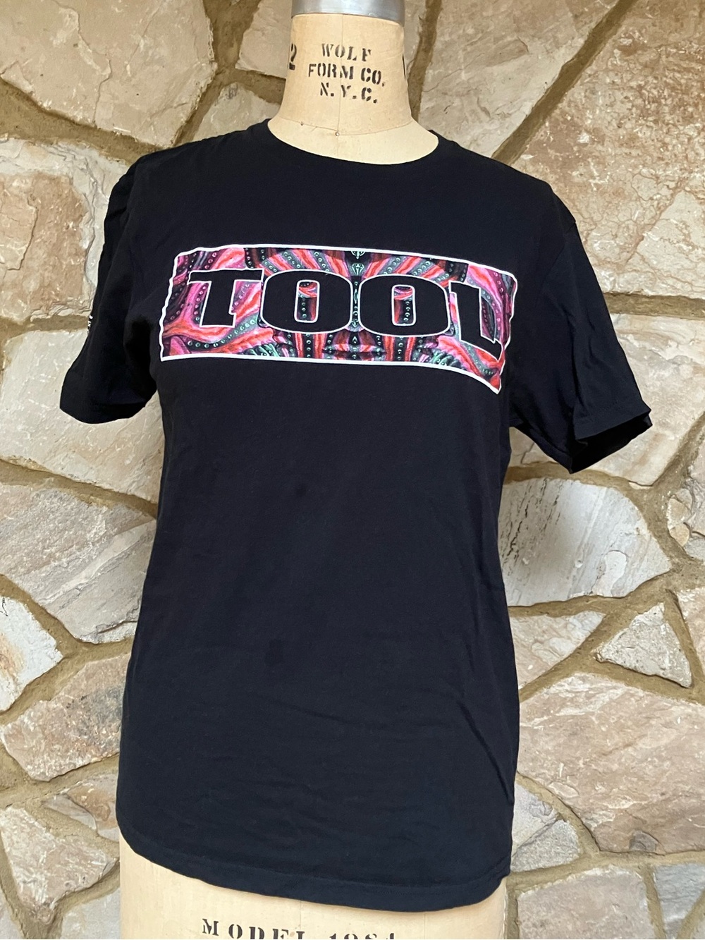 TOOL band tee 2023 Tour Black Graphic Tee with Pink/Red Accents